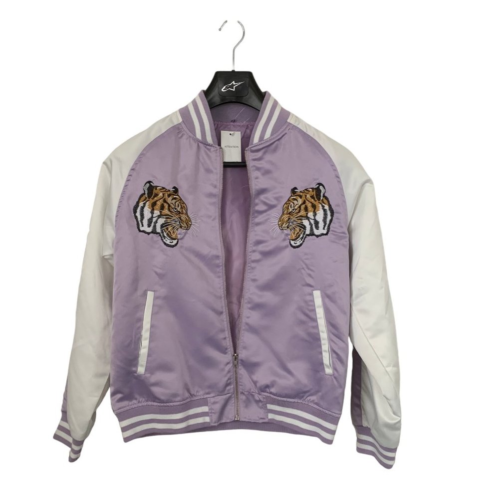 Women's Purple and White Varsity Jacket - New